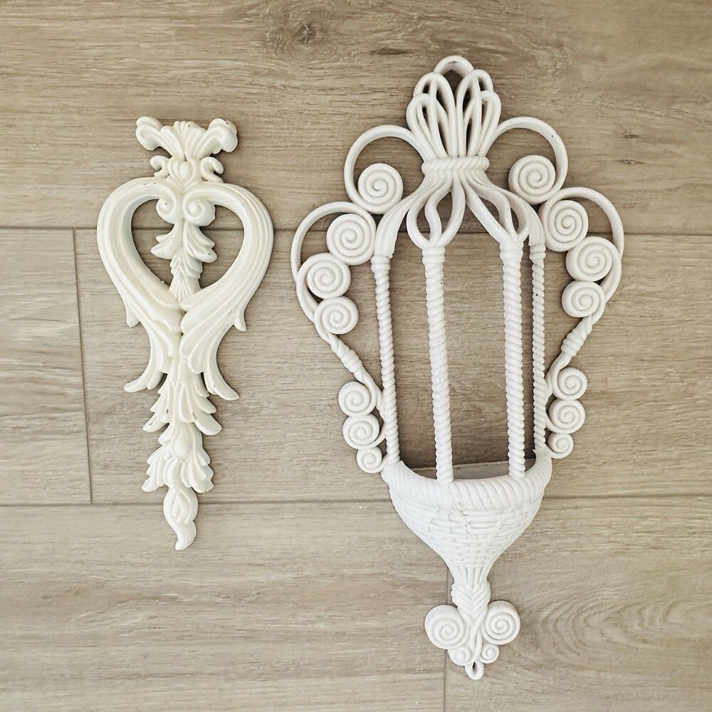 Vintage 80s White Hanging Wall Pocket Planter Burwood 1628 MCM Retro Boho